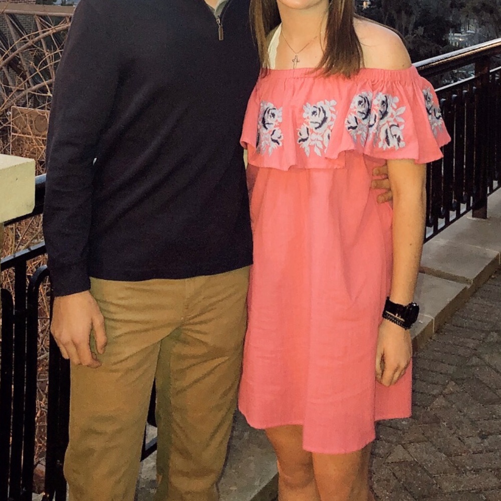 Strapless pink dress